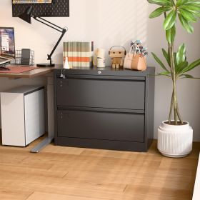 Aobabo Metal 2 Drawer Lateral File Cabinet With Lock, Large Deep Drawer With Adjustable File Bars For Office,Home, 34.5 Inches Wide For Letter,Legal S