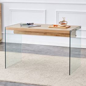 The Top Of The Coffee Table Is Made Of Medium Density Fiberboard And Wooden Stickers, With Transparent Tempered Glass On Both Sides. The Design Is Sim