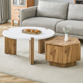 Fashionable And Versatile MDF Material Coffee Table Set, Unlocking A New Style In The Living Room.All Are Made Of MDF Material, With White And Wood Te