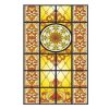 Yellow Privacy Static Window Film European Style Stained Glass Window Film Church No Glue Frosted Window Film,15x47 inch