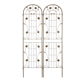 2 Pack Metal Garden Trellis 86.7" x 19.7" Rustproof Trellis for Climbing Plants Outdoor Flower Support Brown