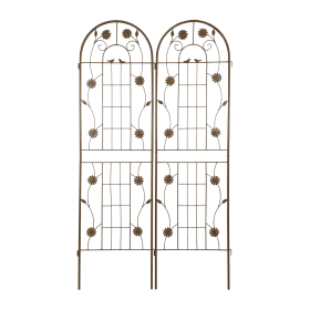 2 Pack Metal Garden Trellis 71" x 19.7" Rustproof Trellis for Climbing Plants Outdoor Flower Support Brown