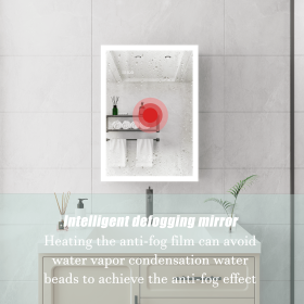 Bathroom Medicine Cabinet with Lights, 28Ã—20 Inch LED Medicine Cabinet with Mirror, Lighted Medicine Cabinet with Defogger, Dimmer