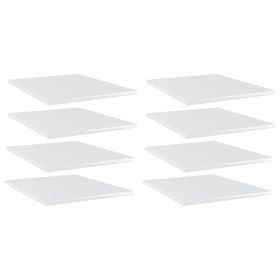 Bookshelf Boards 8 pcs High Gloss White 15.7"x19.7"x0.6" Engineered Wood