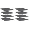 Bookshelf Boards 8 pcs High Gloss Gray 15.7"x19.7"x0.6" Engineered Wood