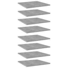 Bookshelf Boards 8 pcs Concrete Gray 15.7"x15.7"x0.6" Engineered Wood