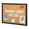 VEVOR Cork Board, 24 x 18 inches, Double-sided Bulletin Board with MDF Sticker Frame, Vision Board Includes 10 Pushpins