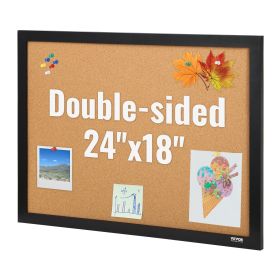VEVOR Cork Board, 24 x 18 inches, Double-sided Bulletin Board with MDF Sticker Frame, Vision Board Includes 10 Pushpins