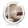 19Inch Large Round Vanity Makeup Mirror With LED Halo Light 3 Lighting Colors Dimmable Brightness Touch Control 360Â° Rotation