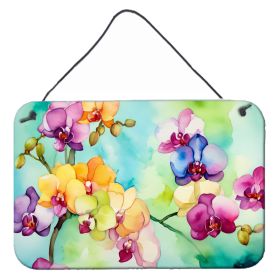 NEW Orchids in Watercolor Wall or Door Hanging Prints Aluminum Metal Sign Kitchen Wall Bar Bathroom Plaque Home Decor, 8HX12W, Multicolor