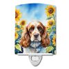 NEW Cocker Spaniel in Sunflowers Ceramic Night Light Compact, UL-Certified, Ideal for Bedroom, Bathroom, Nursery, Hallway, Kitchen, 6x4x3, Multicolor