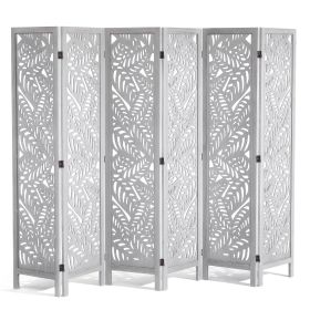 VEVOR Wood Room Divider, 6 Panel Wood Folding Privacy Screen, 66.9 Inches Tall Indoor Carved Partition Divider, Portable Decoration Screen