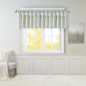 Lightweight Faux Silk Valance With Beads Dusty Aqua 50x26"