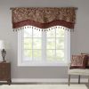 Jacquard Window Rod Pocket Valance With Beads Burgundy 50x18"