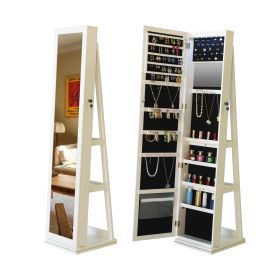 Full Length Mirror 360Â° Swivel Jewelry Cabinet With Led Light