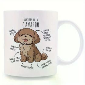 Cavapoo Anatomy Illustrated Ceramic Coffee Mug, 11oz, Reusable, Recyclable, Ideal for Home& Office Decor, with No