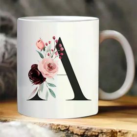 1pc, Alphabet Ceramic Coffee Mug - Perfect Gift for Women, Mom, Best Friend - Ideal for Office, Cafe, Home Decor - 11oz