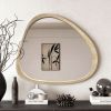 Solid Wood Mirror 45 Inch Asymmetrical Wall Mirror Wooden Framed Mirror Large Sized Dressing Mirror, for Living Room, Bedroom, Bathroom