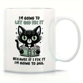 Humorous Priest Cat 11oz. Ceramic Coffee Mug - Reusable, Dishwasher Safe, Perfect for Home & Office Decor, Religious