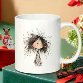 1pc, 11oz Funny Coffee Mug, Girl Painting Water Cups, Summer Winter Drinkware, Home Decor, Office Supplies,