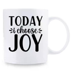 1pc Inspirational Ceramic Coffee Mug 11 oz - "Today I Choose Joy" White Office Mug for Home & Office Decor,