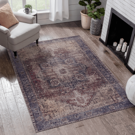 LOOM & LUXE 5x8 Area Rugs for Living Room, Washable Rug, Low-Pile, Non-Slip, Non-Shedding, Foldable, Kid & Pet Friendly - Area Rugs for living room