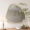 Solid Wood Mirror 45 Inch Asymmetrical Wall Mirror Wooden Framed Mirror Large Sized Dressing Mirror, for Living Room, Bedroom, Bathroom