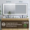 60 in. W x 28 in. H Rectangular Frameless LED Light Wall Vertical/Horizontal Bathroom Vanity Mirror with no Plug