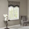 Jacquard Window Rod Pocket Valance With Beads Black 50x18"