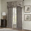 Jacquard Window Rod Pocket Valance With Beads Blue/Brown 50x18"