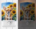 NEW Chihuahua in Sunflowers Ceramic Night Light Compact, UL-Certified, Ideal for Bedroom, Bathroom, Nursery, Hallway, Kitchen, 6x4x3, Multicolor