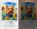 NEW Australian Terrier in Sunflowers Ceramic Night Light Compact, UL-Certified, Ideal for Bedroom, Bathroom, Nursery, Hallway, Kitchen, 6x4x3
