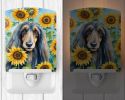 NEW Afghan Hound in Sunflowers Ceramic Night Light Compact, UL-Certified, Ideal for Bedroom, Bathroom, Nursery, Hallway, Kitchen, 6x4x3, Multicolor