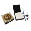 English Toy Spaniel Christmas Flowers PU Leather Note Paper Holder with Artist-Designed Cover, Desk Accessory, Office Gift