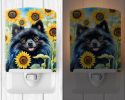 NEW Pomeranian in Sunflowers Ceramic Night Light Compact, UL-Certified, Ideal for Bedroom, Bathroom, Nursery, Hallway, Kitchen, 6x4x3, Multicolor