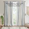 Cotton Printed Curtain Panel with Chenille Stripe and Lining White/Navy 50x84"