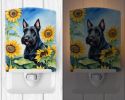 NEW Scottish Terrier in Sunflowers Ceramic Night Light Compact, UL-Certified, Ideal for Bedroom, Bathroom, Nursery, Hallway, Kitchen, 6x4x3
