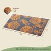Coir Door Mat Entryway Floor Mats with Non Slip PVC Backing Indoor Outdoor Mat for Front Door Decor Home and Office Welcome Mats with Floral Print Lig