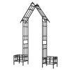 Metal Garden Arch with Adjustable Width W68.11''~W94.29'' Climbing Plants Support Rose Arch Outdoor Black