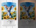 NEW Italian Greyhound in Sunflowers Ceramic Night Light Compact, UL-Certified, Ideal for Bedroom, Bathroom, Nursery, Hallway, Kitchen, 6x4x3