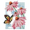 11CT Stamped Cross Stitch Kits Flower and Butterfly DIY Easy Embroidery Kits, 8x9inch