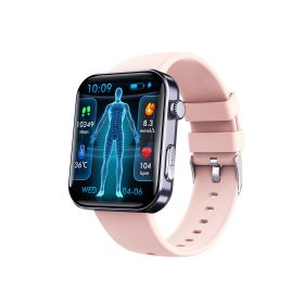 Smart Watch For Men Women Healthy Mornitoring Ips Screen Fitness Tracker With Bluetooth Call  IP67 Waterproof Heart Rate Sleep SpO2 Monitor Pedometer (Option: Pink-Silicone)