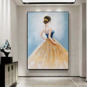 Hand Oil Pianting Ballerina fine art Dancer Handmade oil painting on Canvas female Ballet Artist Wall Art Living Room Bedroom Home Decor (Style: 06, size: 90x120cm)