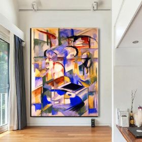 Hand Oil Painting Guitar On A Chair Abstract Original Abstract Painting Original Oil Painting Abstract Wall Art Canvas Living Room Decoration (Style: 03, size: 90x120cm)