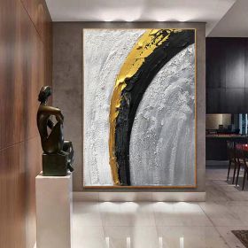 Handmade Oil Painting Abstract Black and Beige Oil Hand Painted Canvas Living Corridor living room bedroom luxurious decoration Frameless Only Canvas (Style: 03, size: 60x90cm)