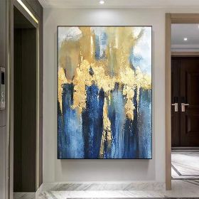 Handmade Oil Painting High Quality Gold Foil Texture Wall Decor Hand Painted Canvas living room bedroom luxurious decoration Frameless Only Canvas (Style: 01, size: 60x90cm)