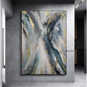 Handmade Oil Painting Canvas Wall Art Decoration Abstract Art Painting Gold Foil Streamer for Home Living Room hallway bedroom luxurious decorative pa (size: 150x220cm)