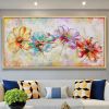 Handmade Abstract Colorful Flower Texture Oil Painting on Canvas Large Modern Floral Landscape Acrylic Painting Living Room Wall Art Home Decor Framel