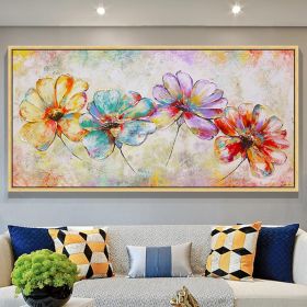 Handmade Abstract Colorful Flower Texture Oil Painting on Canvas Large Modern Floral Landscape Acrylic Painting Living Room Wall Art Home Decor Framel (Style: 01, size: 150x220cm)