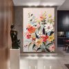 Hand Painted Oil Painting Original Floral Painting Abstract Flower oil Painting On Canvas Boho Wall Decor Large Textured Wall Art Custom Living room H